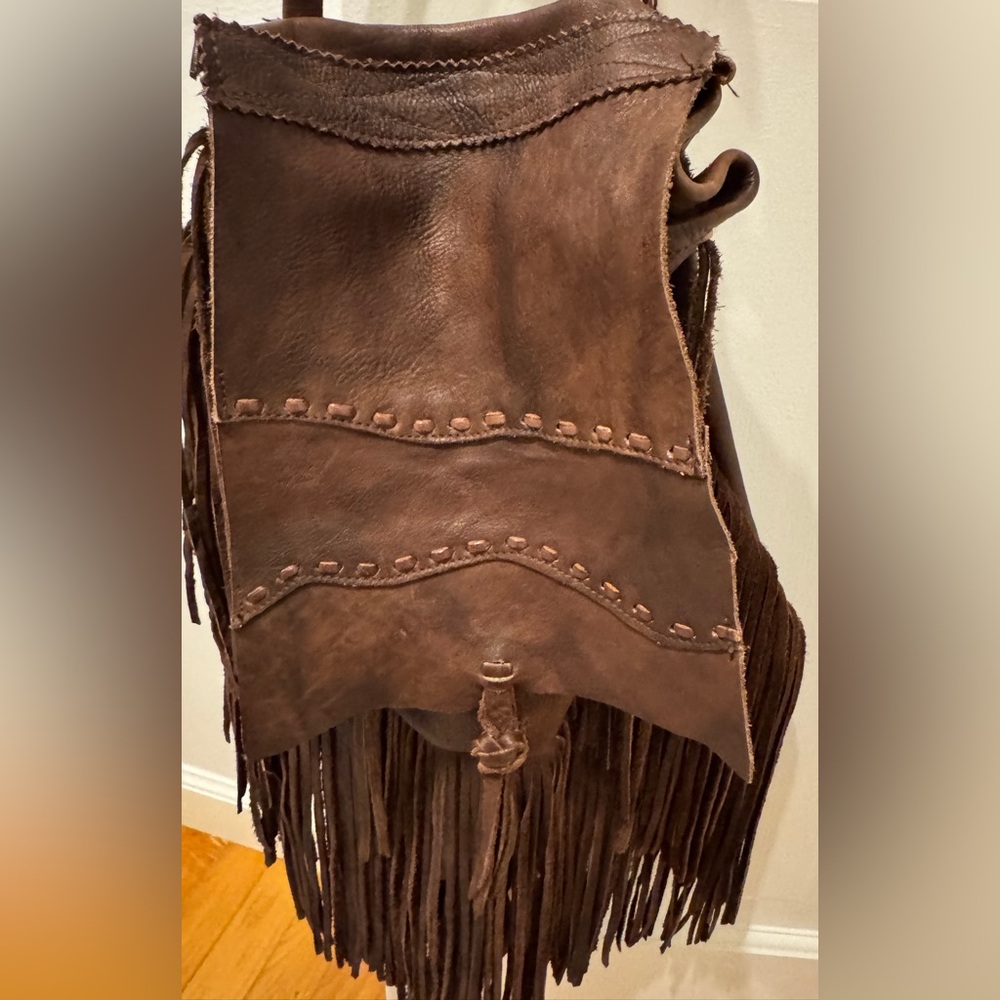 KOBLER Brown Leather Fringe Backpack EUC